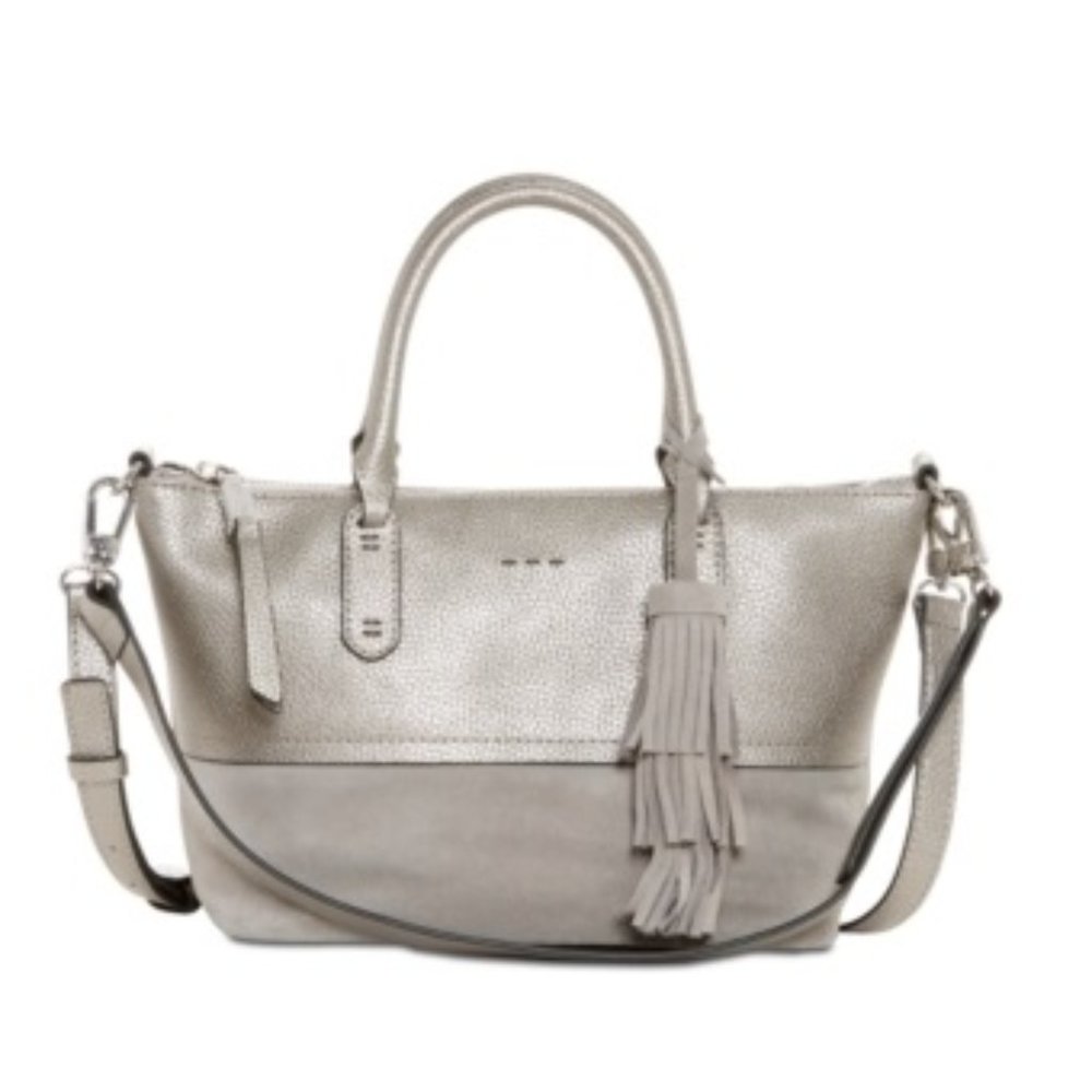 NWT Splendid Ashton Medium Satchel Pewter Gray Handbag Adjustable Strap $98 FF62
